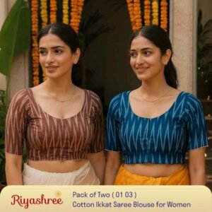Riyashree Women’s Ikkat Cotton Ready Made Saree Blouse – Pack of 2 | BLOU 01 03