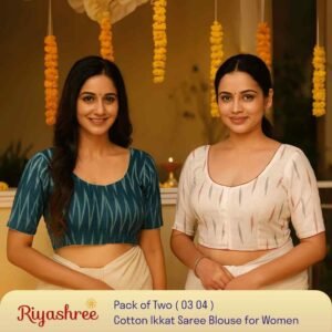 Riyashree Women’s Ikkat Cotton Ready Made Saree Blouse – Pack of 2 | BLOU 03 04