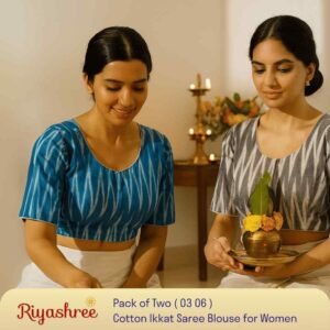 Riyashree Women’s Ikkat Cotton Ready Made Saree Blouse – Pack of 2 | BLOU 03 06