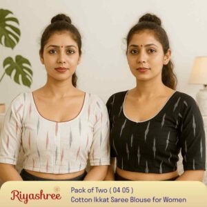 Riyashree Women’s Ikkat Cotton Ready Made Saree Blouse – Pack of 2 | BLOU 04 05