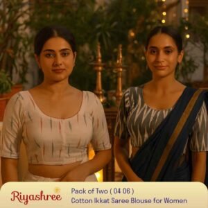 Riyashree Women’s Ikkat Cotton Ready Made Saree Blouse – Pack of 2 | BLOU 04 06