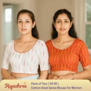 Riyashree Women’s Ikkat Cotton Ready Made Saree Blouse – Pack of 2 | BLOU 04 08