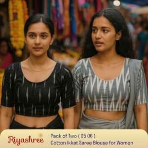 Riyashree Women’s Ikkat Cotton Ready Made Saree Blouse – Pack of 2 | BLOU 05 06