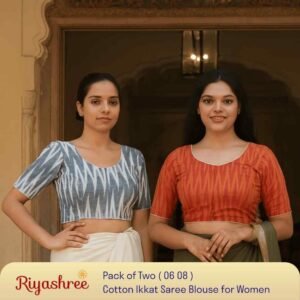 Riyashree Women’s Ikkat Cotton Ready Made Saree Blouse – Pack of 2 | BLOU 06 08