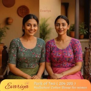 Evariya Women’s Madhubani Cotton Ready Made Saree Blouse – Pack of 2 | BLOU 204 205