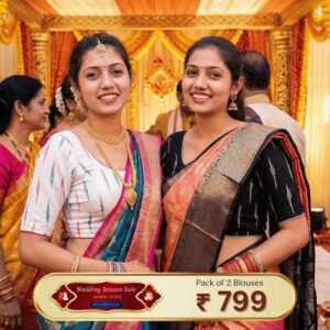 Riyashree Women’s Ikkat Cotton Ready Made Saree Blouse – Pack of 2 | Wedding Season Sale – 04 05